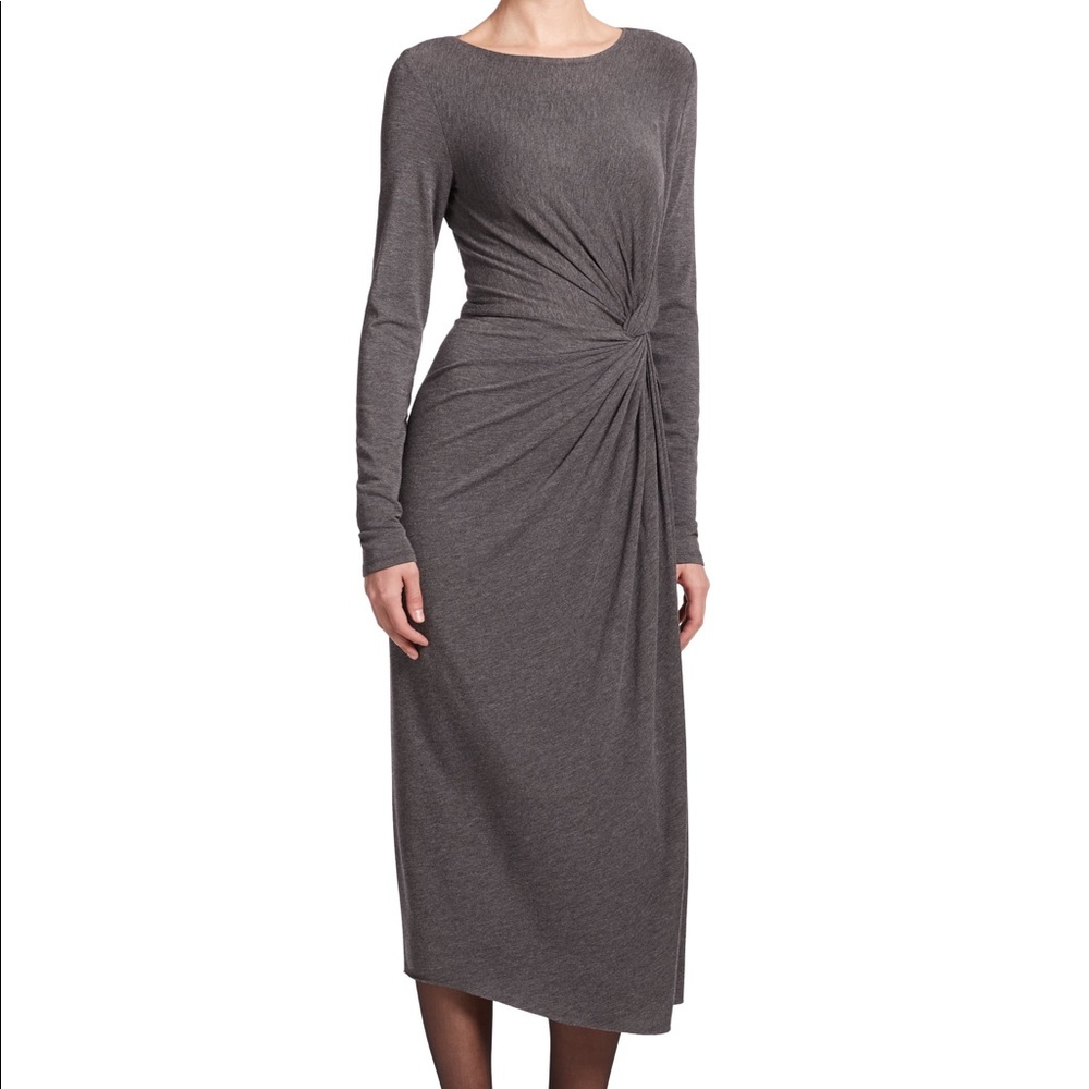 Donna Karen Size Small Soft Jersey Grey Knott Dress